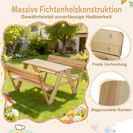 Kinder Picknicktisch-Set mit Bänken, Massivholz