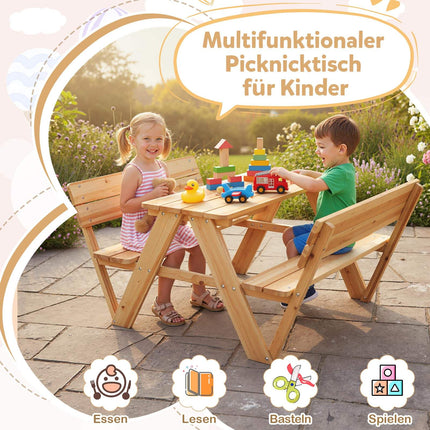 Kinder Picknicktisch-Set mit Bänken, Massivholz