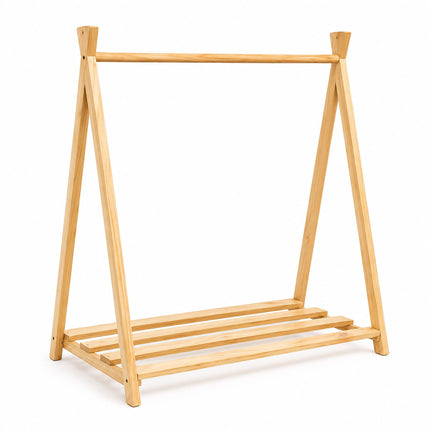Children's Pine Clothes Rack, Natural Finish, 111.5 cm