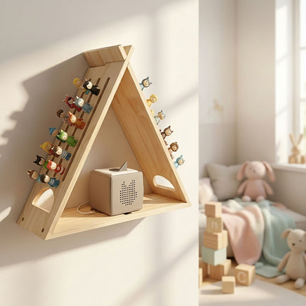 Children's Pine Toniebox Shelf with Magnetic Strips