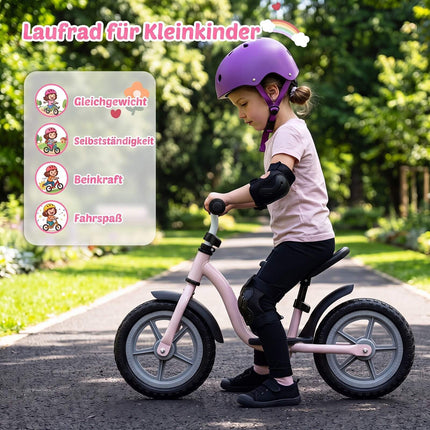 Children's Pink Balance Bike, Adjustable Saddle & Handlebars
