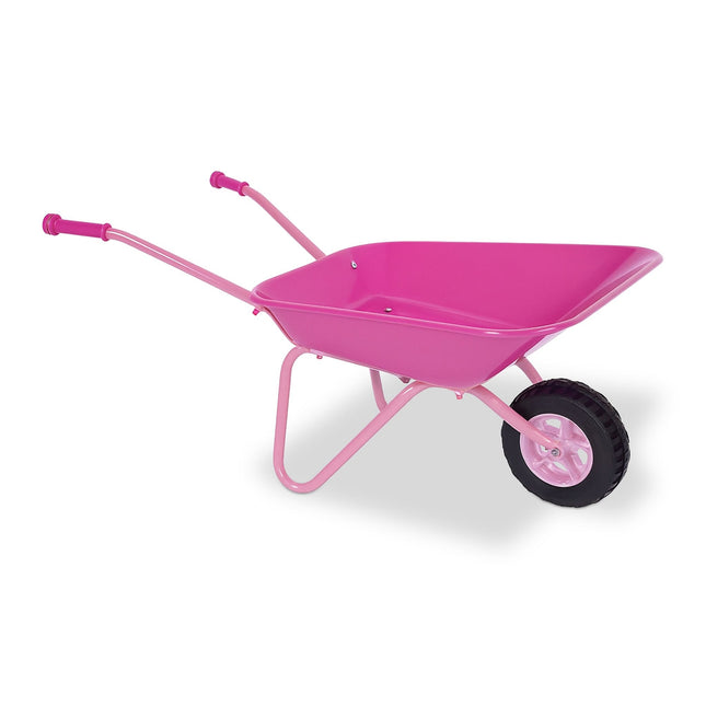 Kinder-Schubkarre aus Metall (rosa) – Gummirad, Griffe