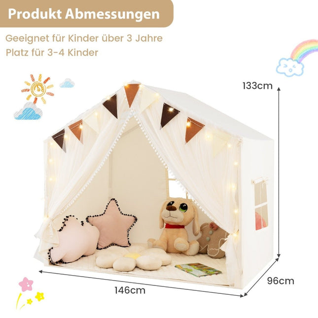 Kinderspielzelt mit Vorhängen & Sternenlichtern