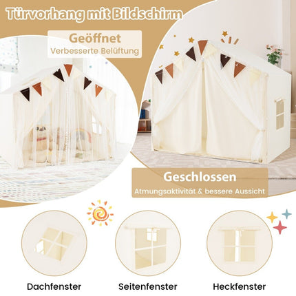 Kinderspielzelt mit Vorhängen & Sternenlichtern
