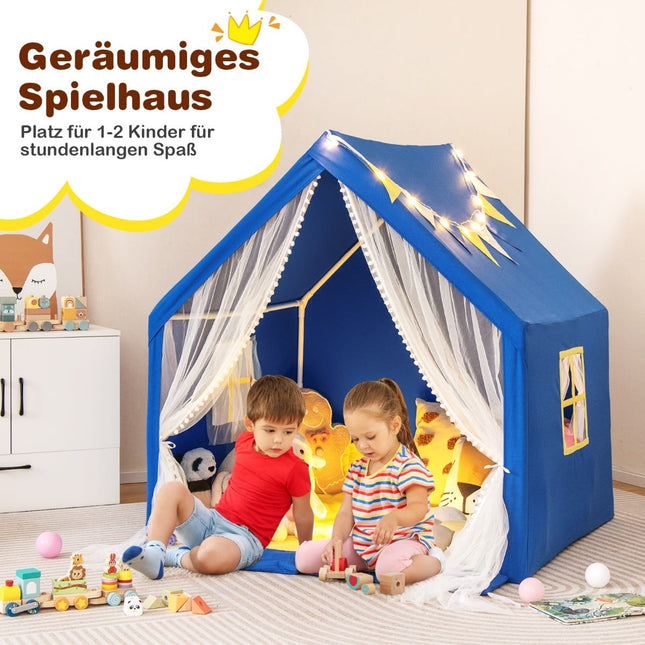 Kinder Spielzelt mit waschbarer Baumwollmatte, Blau