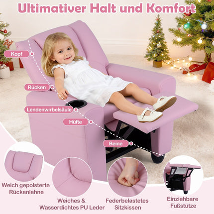 Kinderliegesessel mit verstellbarer Rückenlehne und Fußstütze