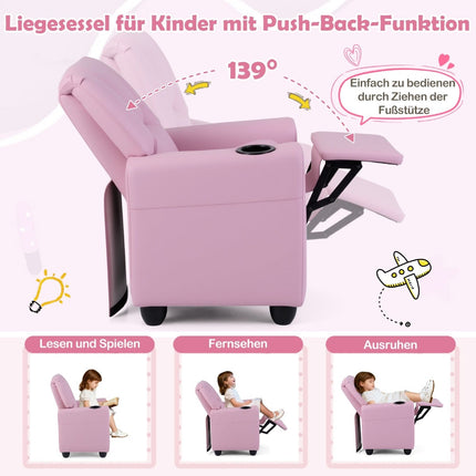 Kinderliegesessel mit verstellbarer Rückenlehne und Fußstütze