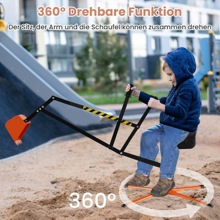 Children's Ride-On Digger with 360 Rotating Seat, Metal