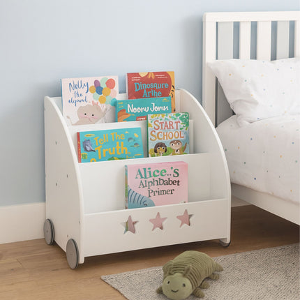Children's Rolling Bookshelf, Star Pattern, MDF