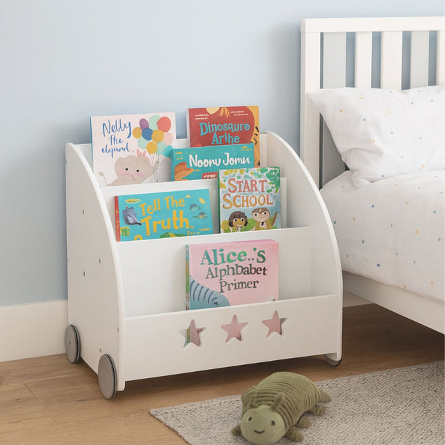 Children's Rolling Bookshelf, Star Pattern, MDF