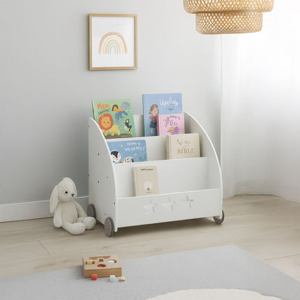 Children's Rolling Bookshelf, Star Pattern, MDF