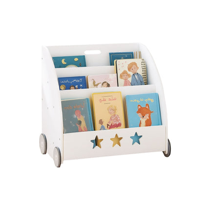 Children's Rolling Bookshelf, Star Pattern, MDF