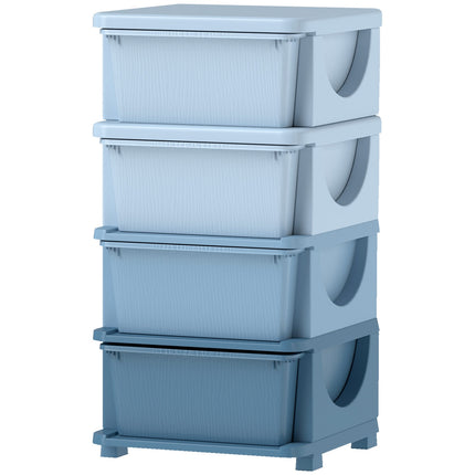 Kinderkamerladekast, 4-laags speelgoedorganizer, speelgoedopberger, blauw