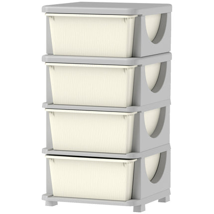 Commode pour chambre d'enfant, organiseur de jouets à 4 niveaux, rangement de jouets, blanc crème