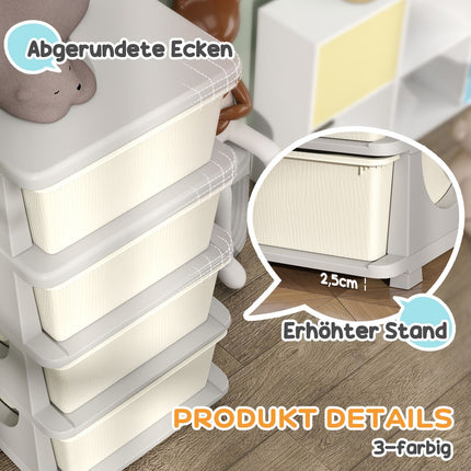 Commode pour chambre d'enfant, organiseur de jouets à 4 niveaux, rangement de jouets, blanc crème