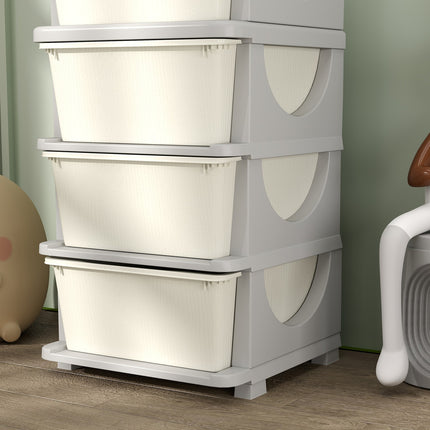 Commode pour chambre d'enfant, organiseur de jouets à 4 niveaux, rangement de jouets, blanc crème