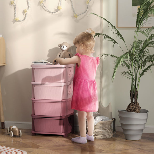 Kinderzimmer 4-stöckiger Spielzeug-Organizer - Rosa Aufbewahrungsbox