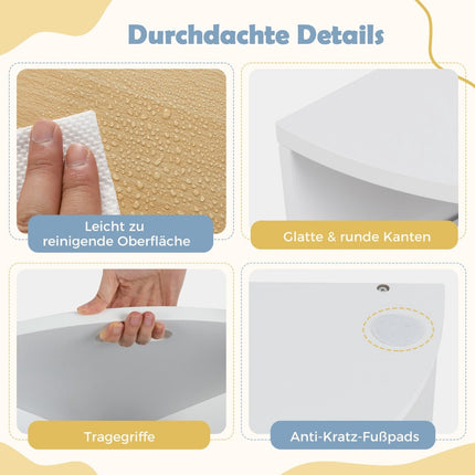 Kinder-Rundtisch-Set mit 4 Hockern mit Stauraum, Holz
