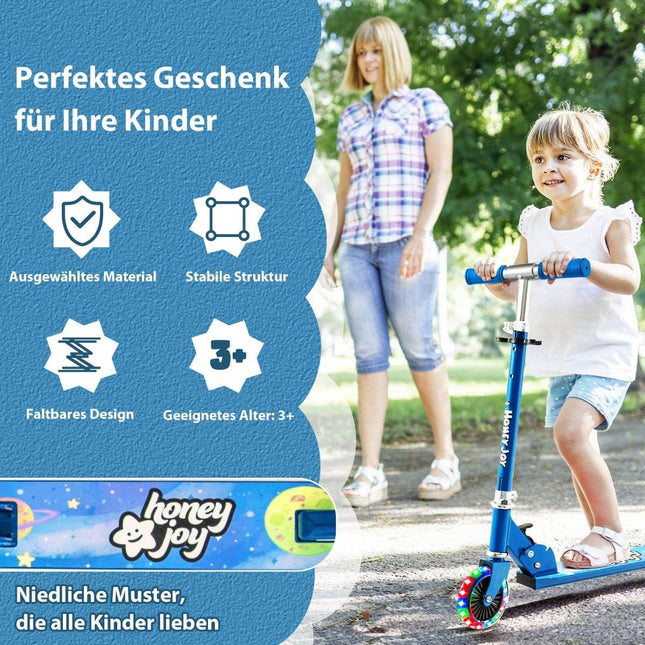 Kinderroller, 2-Rad-Tretroller mit blinkenden Rädern, Ständer und Cruise, Kleinkindspielzeug