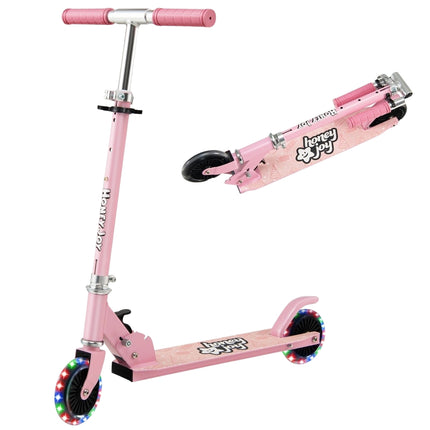 Trottinette pour enfants à deux roues avec roues clignotantes, support et jouet pour tout-petits, rose