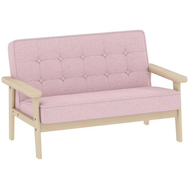 Kindersofa, Samt-Optik, Holzrahmen, 3-15 Jahre, Rosa