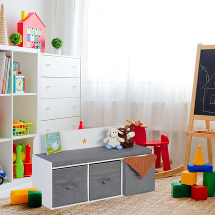 Aufbewahrungsbank für Kinder mit Körben und Kissen