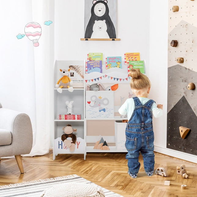 Children's Storage Cabinet with 5 Shelves & 2 Fabric Drawers