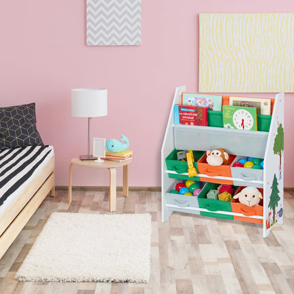 Children's Storage Shelf with 6 Boxes and 2 Compartments