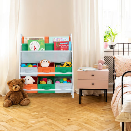 Children's Storage Shelf with 6 Boxes and 2 Compartments