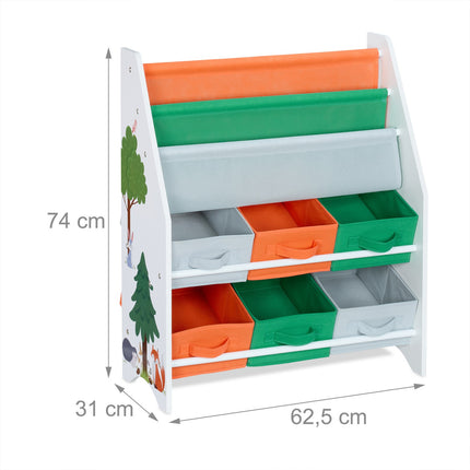 Children's Storage Shelf with 6 Boxes and 2 Compartments