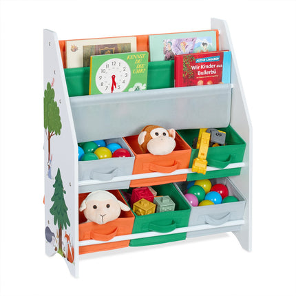Children's Storage Shelf with 6 Boxes and 2 Compartments