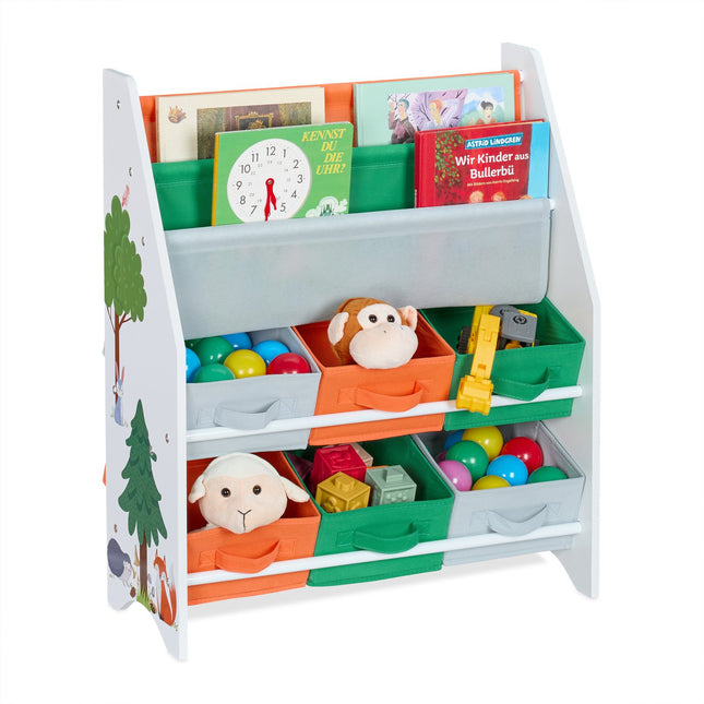 Children's Storage Shelf with 6 Boxes and 2 Compartments
