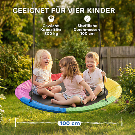Kinderschaukel, 100cm, 3 Kinder, 300kg Tragkraft