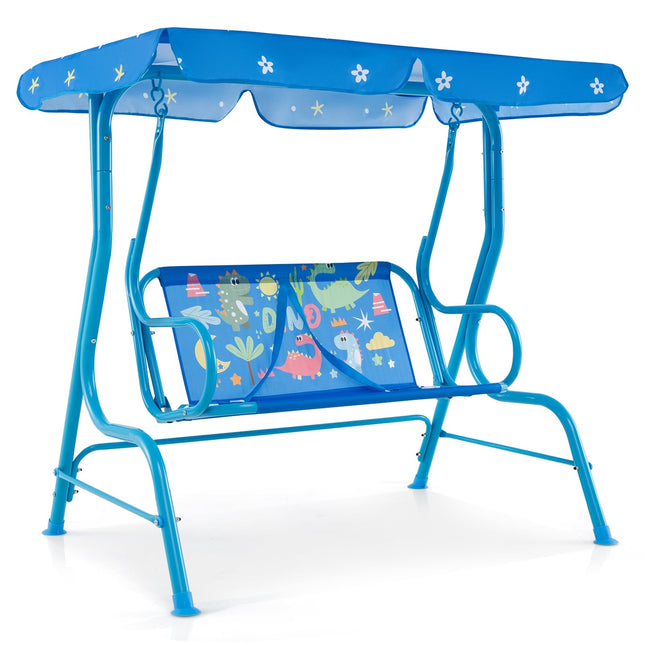Kinderschaukel mit verstellbarem Verdeck, Metallrahmen, Blau