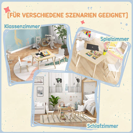 Kindertischgarnitur mit 2 Bärenstühlen, Stauraum, für Kinder von 3-6 Jahren