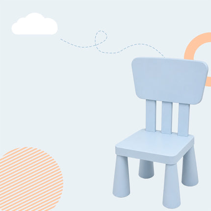 Children's Table and Chair Set, 3-Piece, Blue Plastic