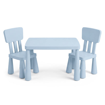 Children's Table and Chair Set, 3-Piece, Blue Plastic