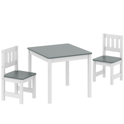 Children's Table and Chair Set, 3-Piece, Grey, Wood