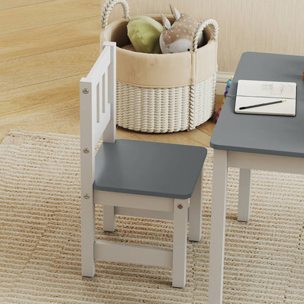 Children's Table and Chair Set, 3-Piece, Grey, Wood