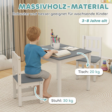 Children's Table and Chair Set, 3-Piece, Grey, Wood
