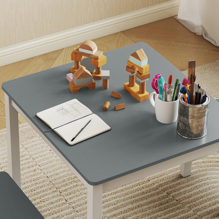 Children's Table and Chair Set, 3-Piece, Grey, Wood
