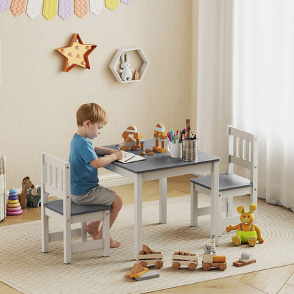 Children's Table and Chair Set, 3-Piece, Grey, Wood