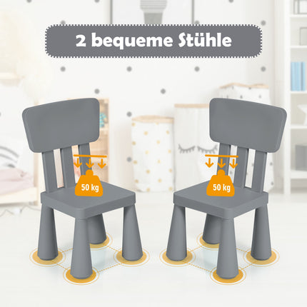 Children's Table and Chair Set, Plastic, Gray, Ages 1-7