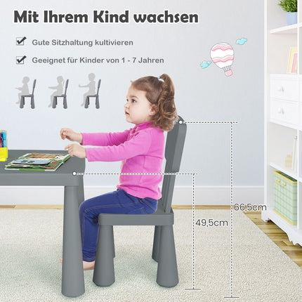 Children's Table and Chair Set, Plastic, Gray, Ages 1-7