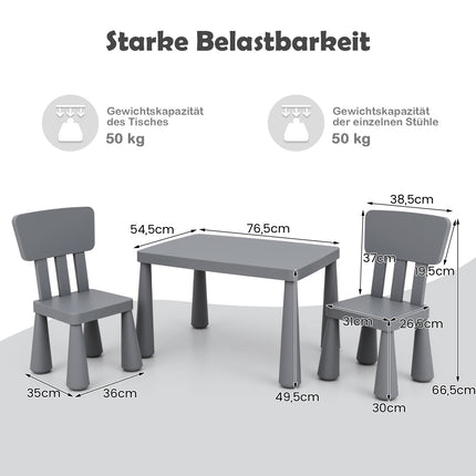 Children's Table and Chair Set, Plastic, Gray, Ages 1-7