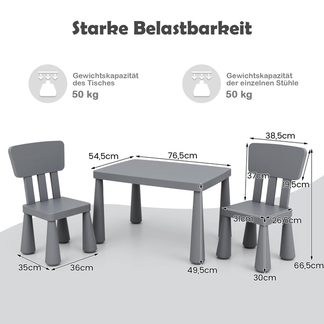 Kindertisch- und Stuhl-Set, Kunststoff, Grau, Alter 1-7