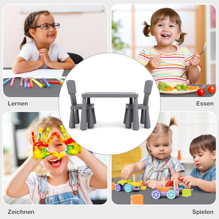 Children's Table and Chair Set, Plastic, Gray, Ages 1-7