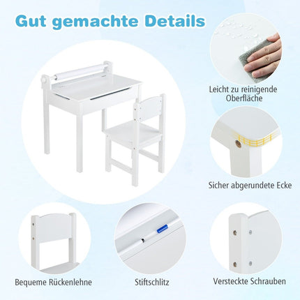 Set de table sensoriel pour enfants, table et chaise, blanc