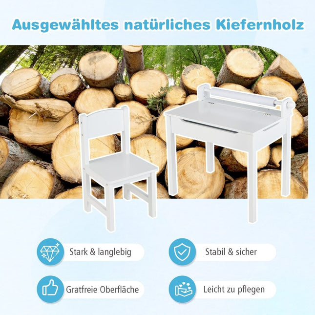 Kindertisch mit Stuhl Sensorisches Tischset für Kinder Weiß