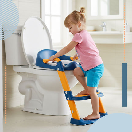Kindertoilettensitz mit Treppe, verstellbar, rutschfest